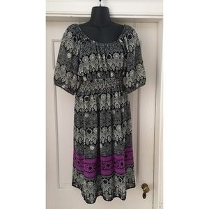 Graphic print blouson dress